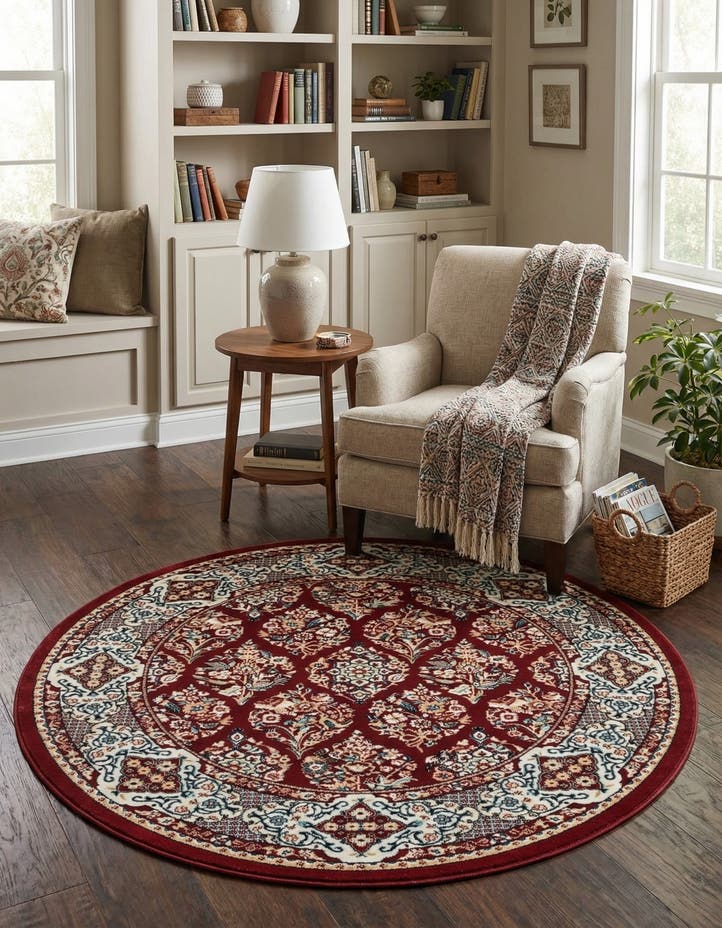 5' 3 x 5' 3 Nain Design Round Rug