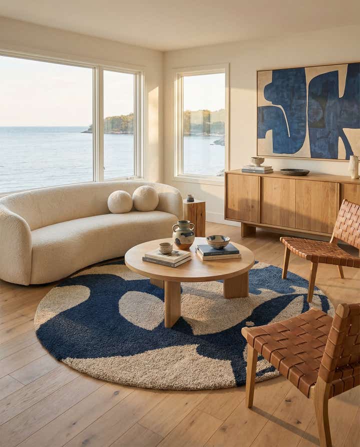 7' 1 x 7' 1 Handtufted Wool Round Rug