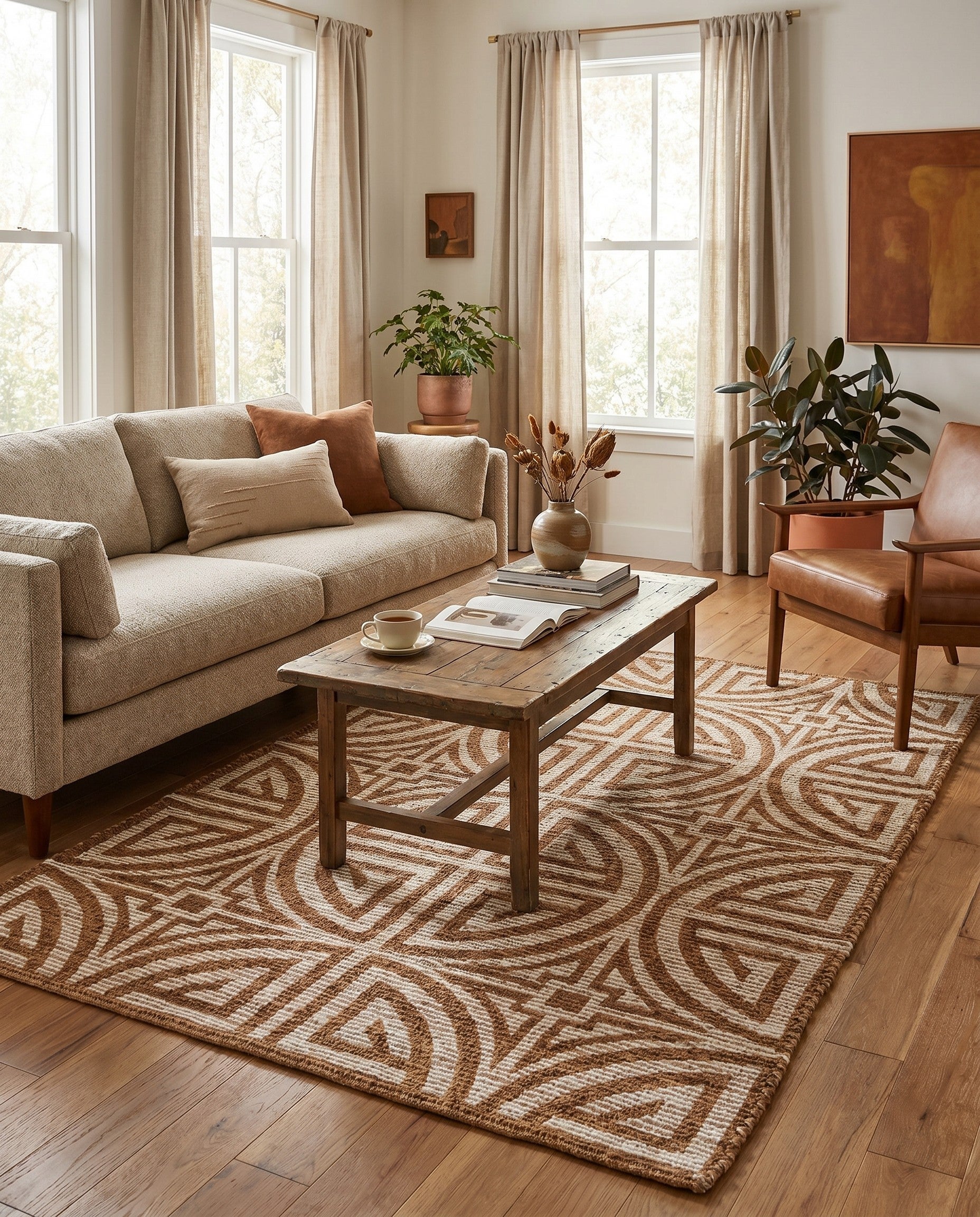 4' 1 x 6' 1 Hand Woven Chenille Jute Rug