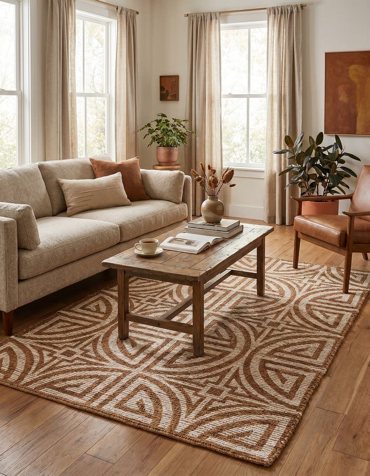 4' 1 x 6' 1 Hand Woven Chenille Jute Rug