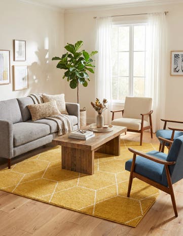 7' x 7' Lattice Frieze Square Rug