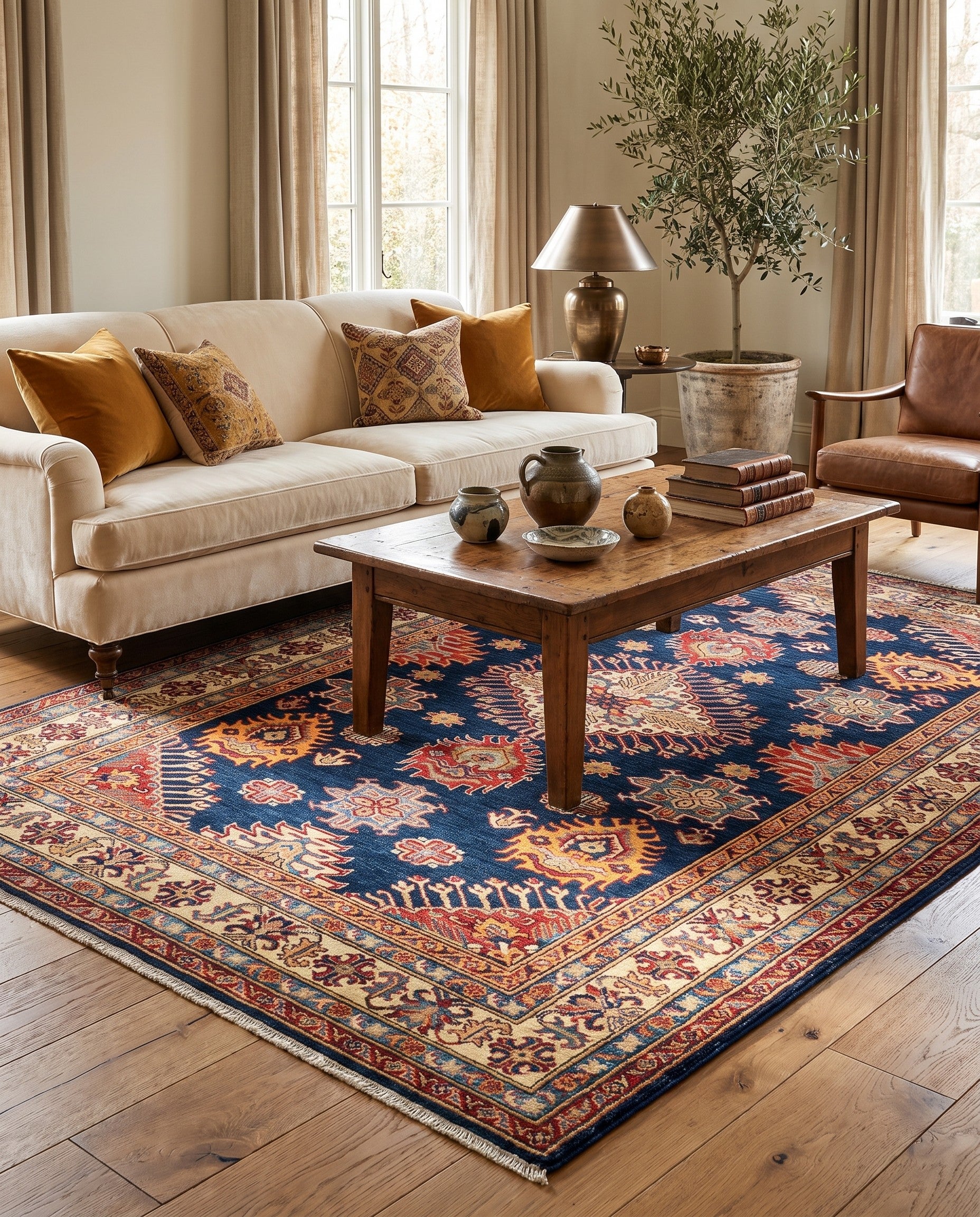 5' 9 x 8' 4 Hand Knotted Kazak Rug