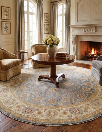 8' 1 x 8' 2 Hand Knotted Pershawar Ziegler Round Rug