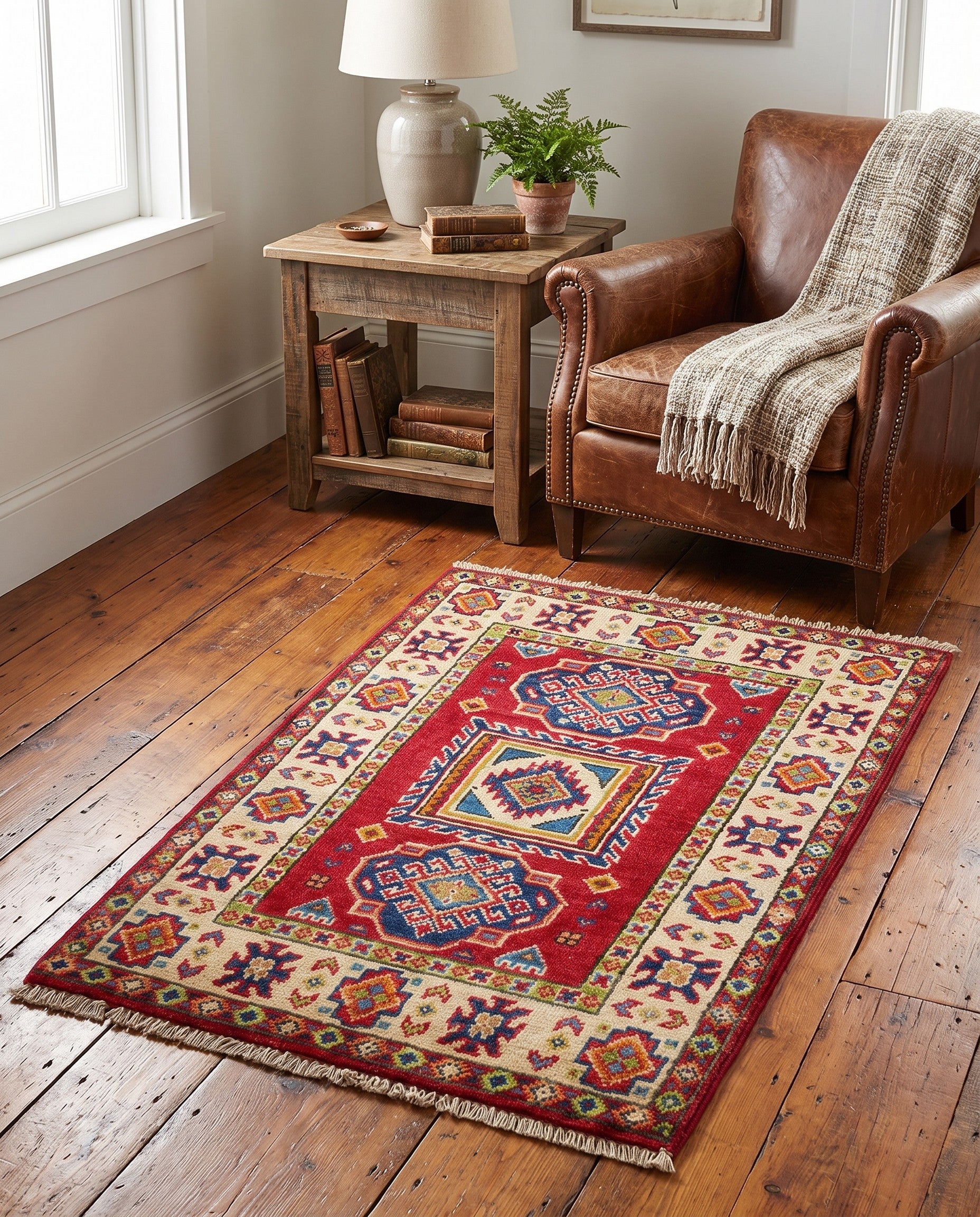 2' x 3' 2 Hand Knotted Kazak Rug