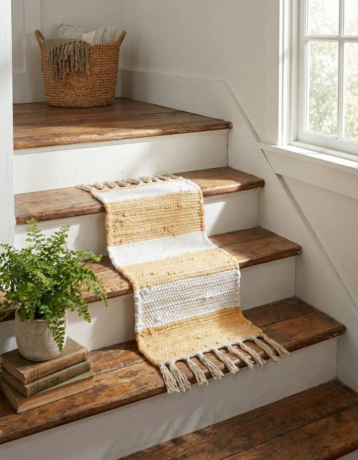 Detail image of 0' 9 x 2' 6  Hand Woven Chindi Rag Stair Rug