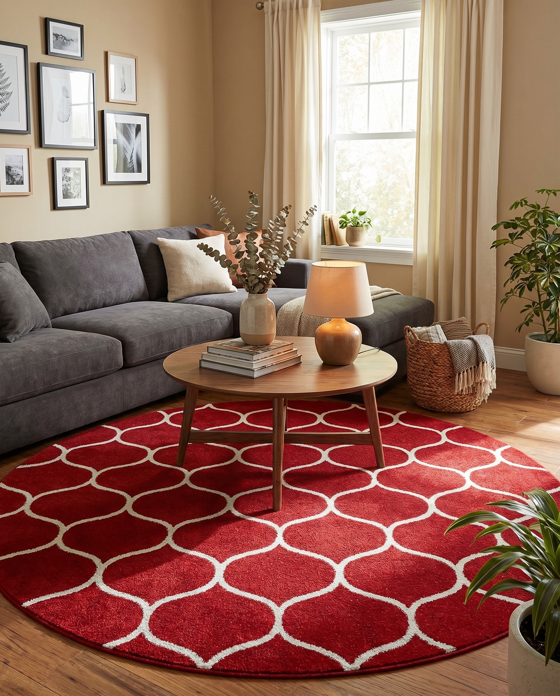 7' 10 x 7' 10 Lattice Frieze Round Rug