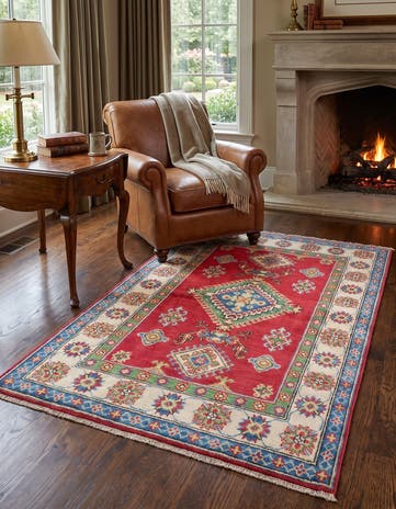3' 5 x 4' 11 Hand Knotted Kazak Rug