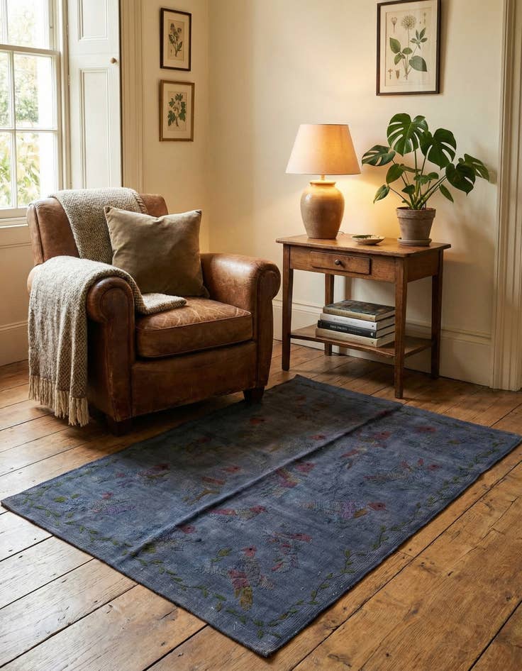 Detail image of 3' 5 x 4' 10 Hand Woven Kilim Suzani Wool Rug