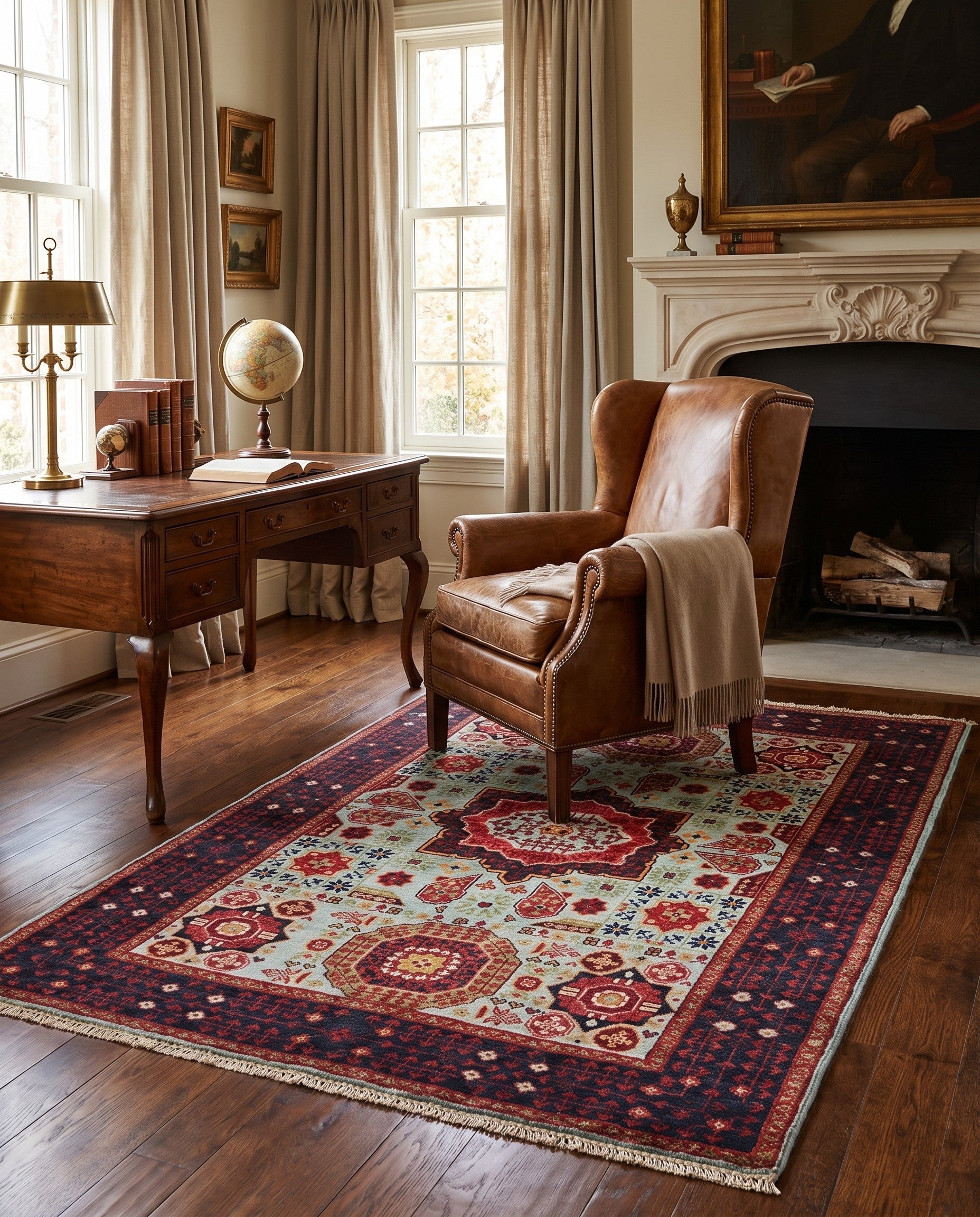 3' 4 x 5' Hand Knotted Mamluk Ziegler Rug