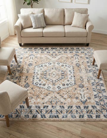 Beige Oxford Square Rug