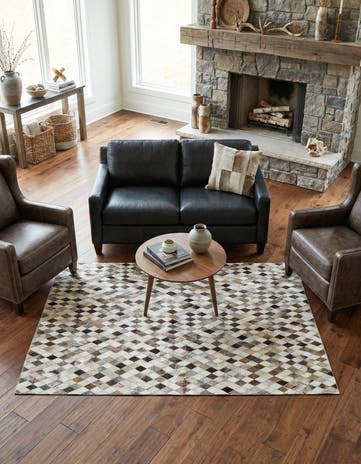 4' 7 x 6' 7 Cowhide Stocks Rug