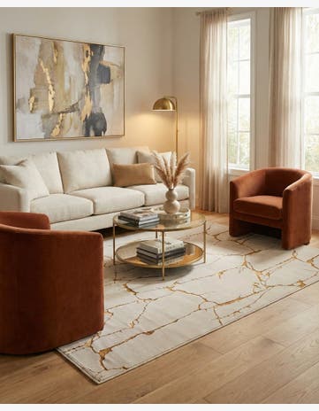 White and Gold Vogue Geo Rug