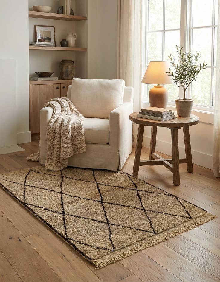 Detail image of 3' 6 x 4' 9 Hand Knotted Moroccan Wool Rug