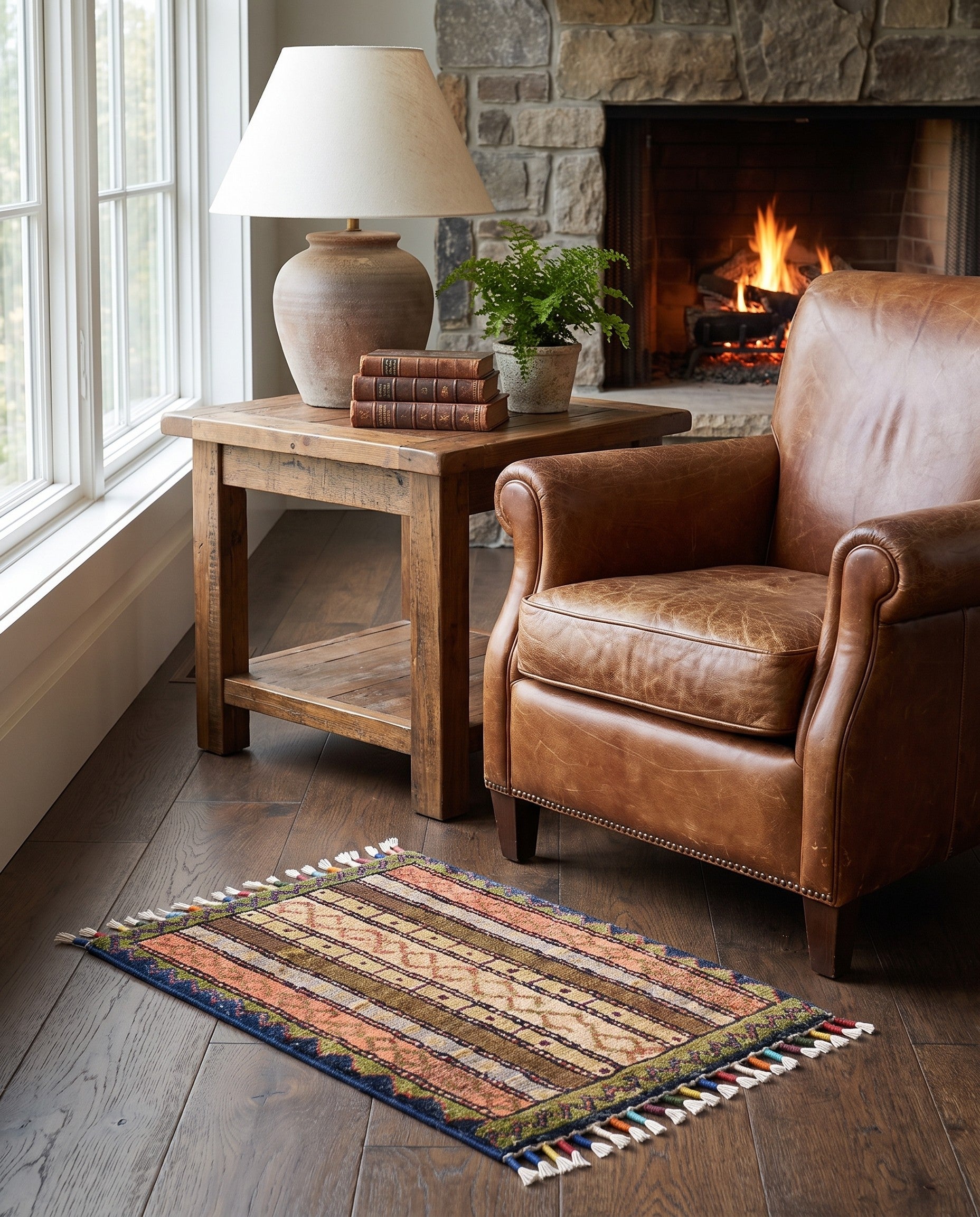 1' 4 x 2' Hand Knotted Ziegler Rug