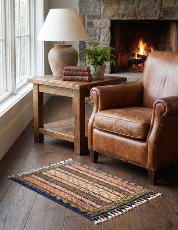 1' 4 x 2' Hand Knotted Ziegler Rug
