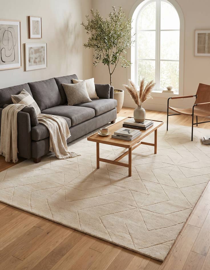 Detail image of 6' 1 x 9' WoolCraft Geometric Rug