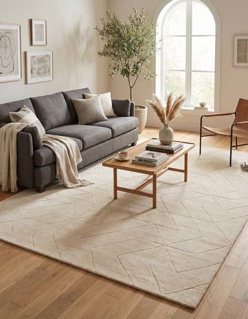 Pearl Ivory WoolCraft Geometric Rug