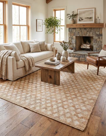 Ivory and Beige Hand Woven Kala Handwoven Jute Rug