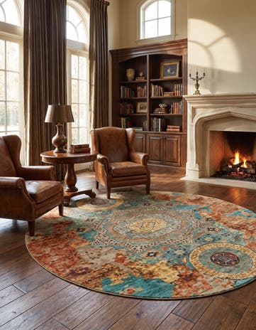 9' 7 x 9' 7 Hand Knotted Mamluk Ziegler Round Rug