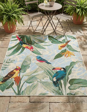 5' 3 x 5' 3 Easy-Clean Botanical Indoor / Outdoor Square Rug
