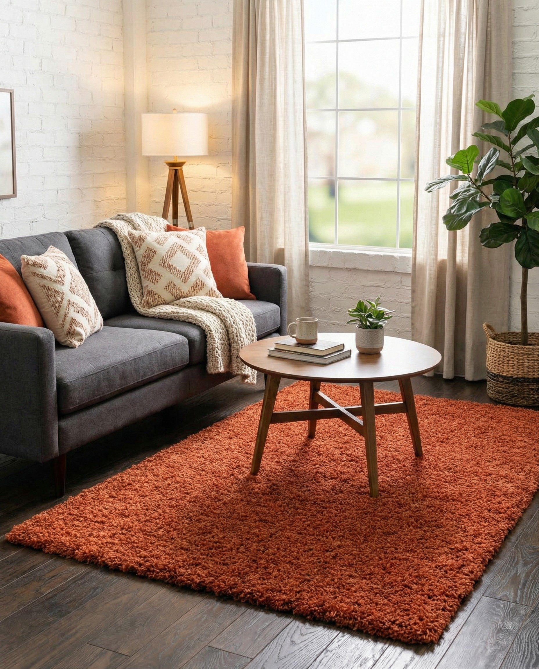 5' 3 x 7' Solid Shag Rug