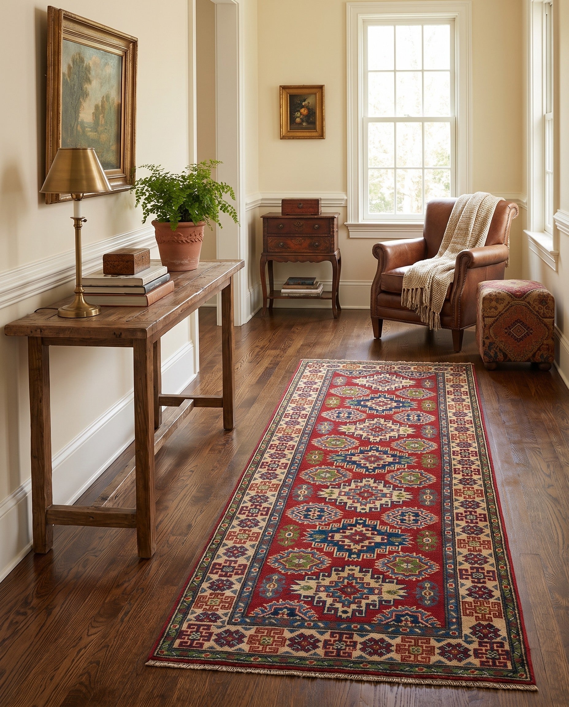 2' 8 x 8' Hand Knotted Kazak Runner Rug