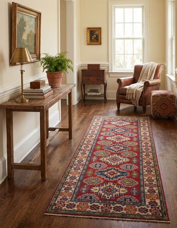 2' 8 x 8' Hand Knotted Kazak Runner Rug