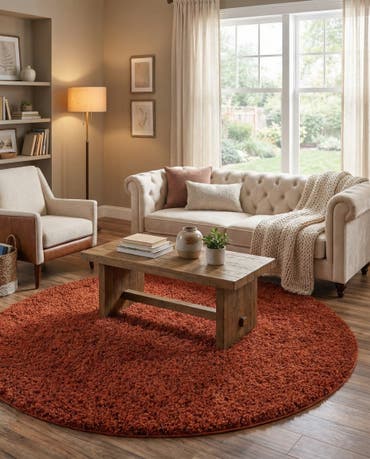  7' 10 x 7' 10 Solid Shag Round Rug