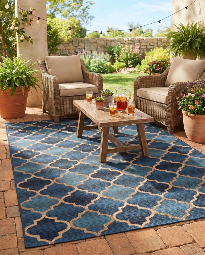 5' 3 x 8' Easy-Clean Lattice Indoor / Outdoor Rug