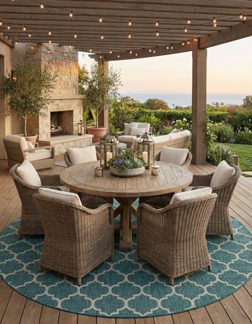 12' x 12' Easy-Clean Lattice Indoor / Outdoor Round Rug