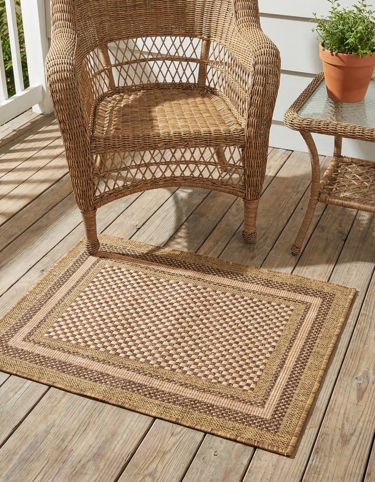 Detail image of  2' 2 x 3'  Washable Border Indoor / Outdoor Rug
