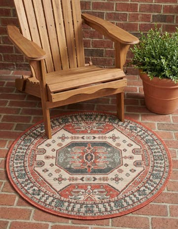 3' x 3' Easy-Clean Traditional Indoor / Outdoor Round Rug