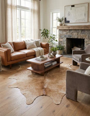 5' 5 x 6' 5 Cowhide Leather Rug