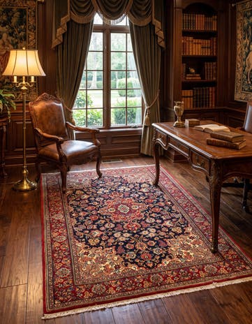 4' 8 x 6' 6 Hand Knotted Qom Persian Rug