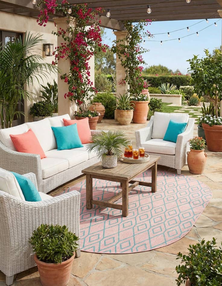 Detail image of 7' 10 x 10' Easy-Clean Jill Zarin Turks and Caicos Indoor / Outdoor Oval Rug