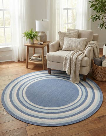 Blue Lotus Round Rug