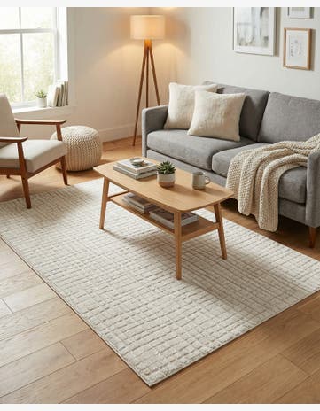 Ivory White Textura Designer Rug