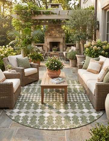 10' x 10' Easy-Clean Lattice Indoor / Outdoor Round Rug