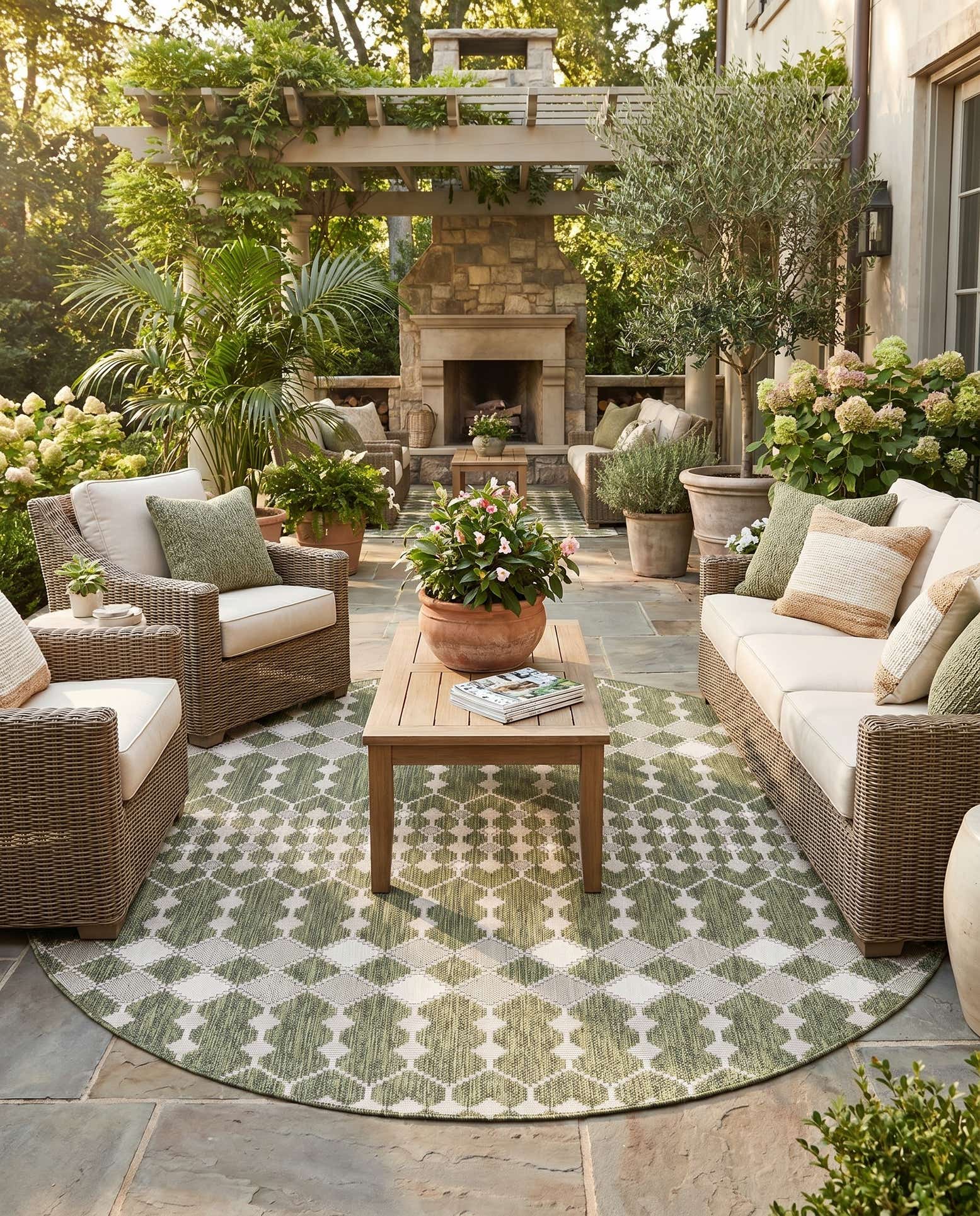 10' x 10' Easy-Clean Lattice Indoor / Outdoor Round Rug