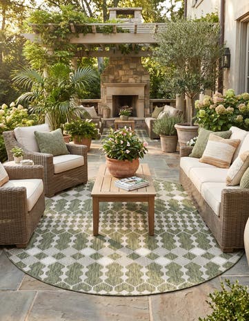 10' x 10' Easy-Clean Lattice Indoor / Outdoor Round Rug