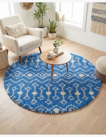 5' 3 x 5' 3 Moroccan Trellis Shag Round Rug
