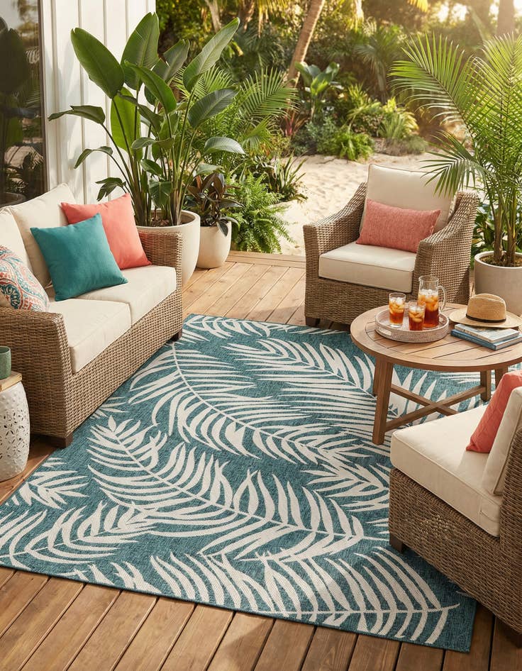 Detail image of 7' 10 x 10' Washable Botanical Indoor / Outdoor Rug