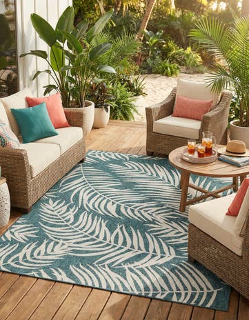7' 10 x 10' Easy-Clean Botanical Indoor / Outdoor Rug