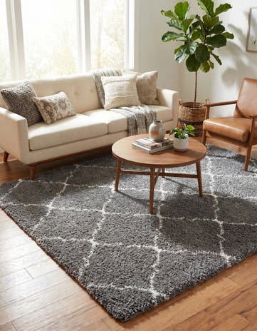 Gray Moroccan Shag Square Rug
