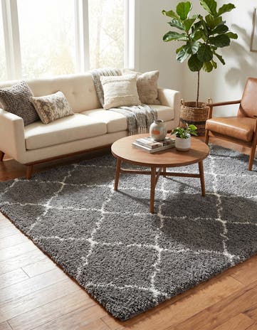 Gray Moroccan Shag Square Rug
