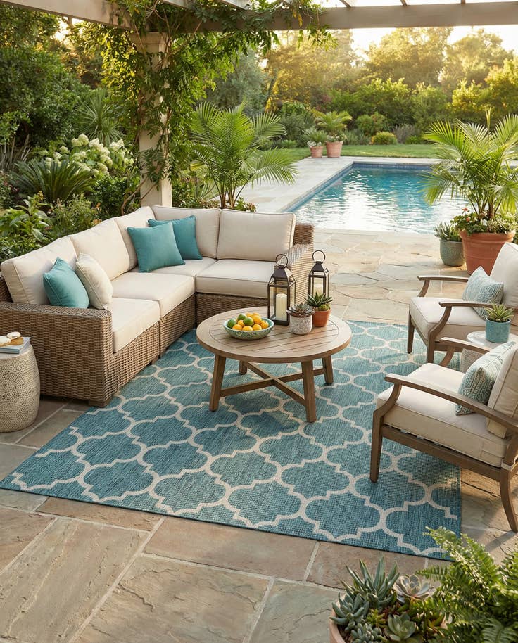 Detail image of 7' 10 x 10' Easy-Clean Lattice Indoor / Outdoor Rug
