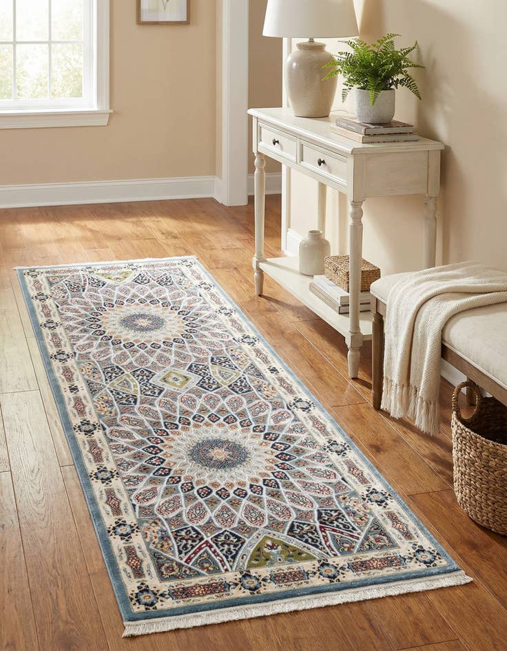 Detail image of 2' 7 x 7' Nain Design Runner Rug