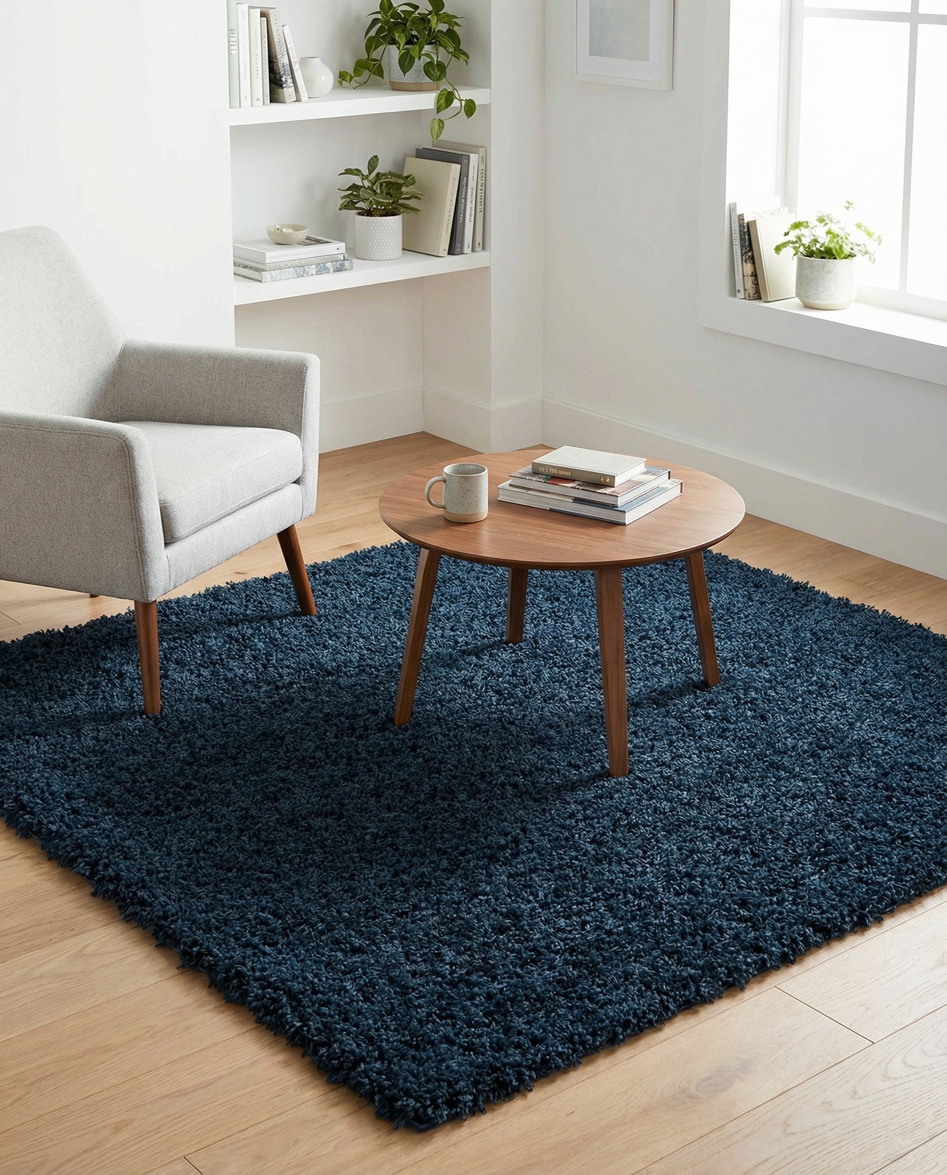 5' 3 x 5' 3 Solid Shag Square Rug