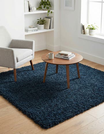 5' 3 x 5' 3 Solid Shag Square Rug
