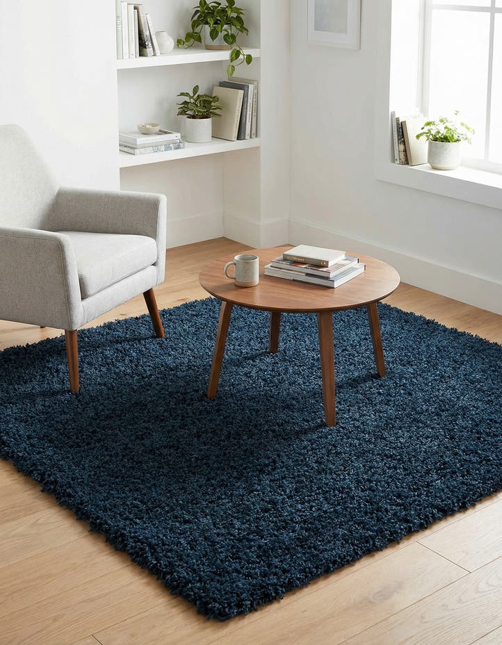 5' 3 x 5' 3 Solid Shag Square Rug